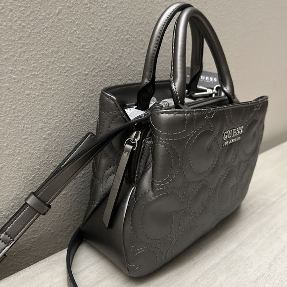 GUESS Pewter Minney Mini Satchel Convertible, Crossbody Bag - Picture 4 of 15